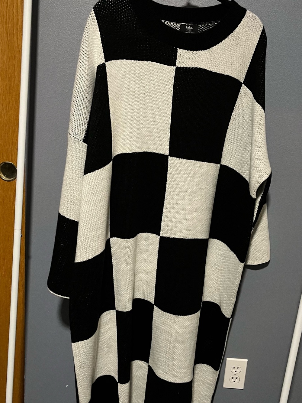 Dressed in LALA Black & White Checkerboard Crewneck Sweater